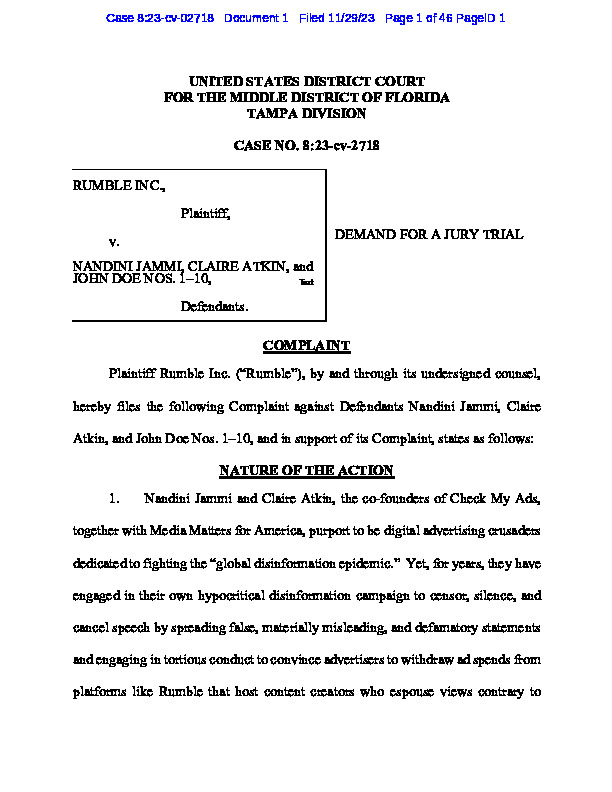 Shared post Rumble Lawsuit HOT OFF THE PRESS!