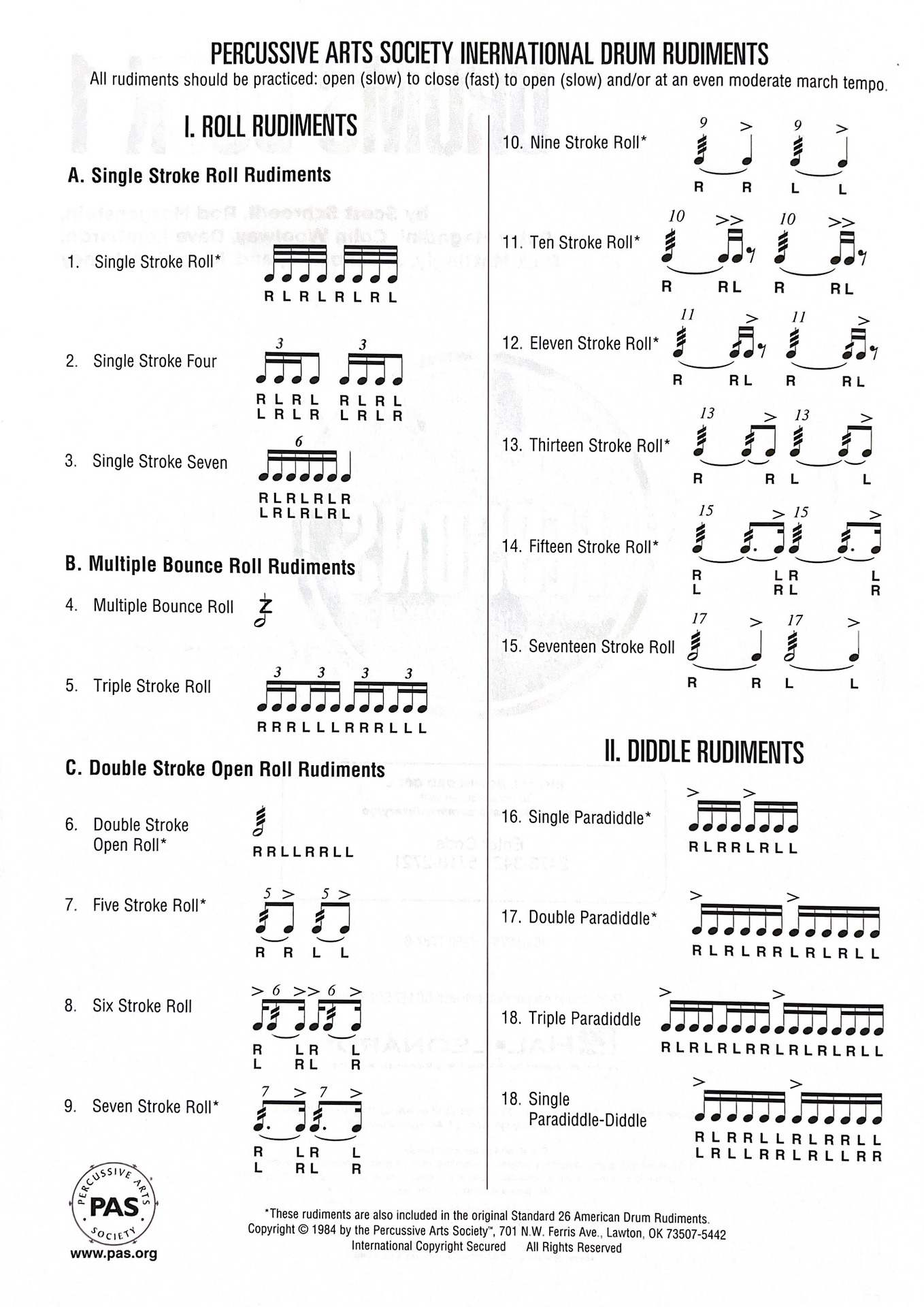 Shared post - List of 40 Drum Rudiments | Companion Charts for YouTube ...