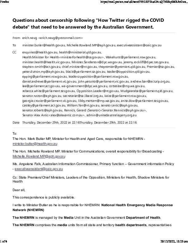 Shared post Questions about censorship following "How Twitter rigged the COVID debate" that