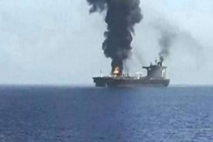 ship afire at sea 