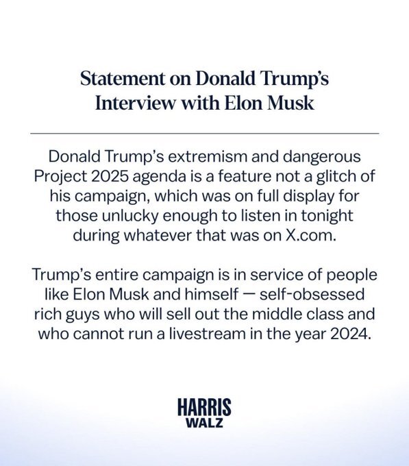 Harris campaign released a statement about the interview.