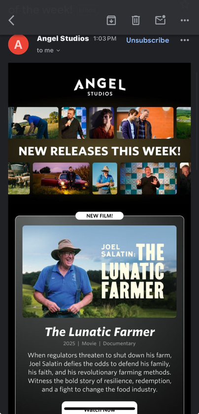 I need to go back to that app, they constantly have good content over there, Joel Salatin getting a ...