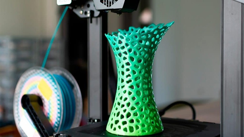 Um vaso feito numa impressora 3D