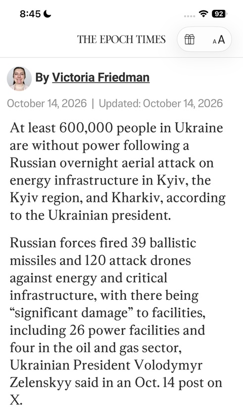 Only 600k without power after that many missiles and drones?!  Either Putin is a terrible shot, ...
