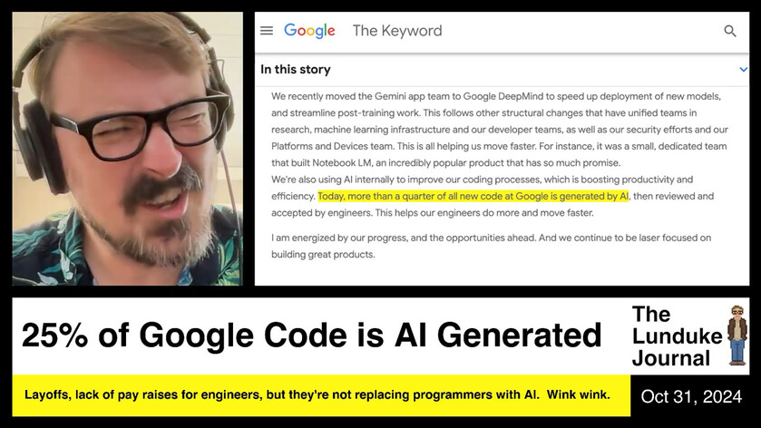 Shared post - 25% of Google Code is AI Generated