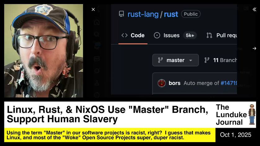 Shared post - Linux, Rust, & NixOS Use Master Branch, Support Human Slavery