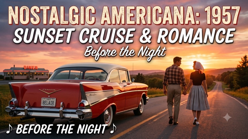 Nostalgic 1957 Americana: Chevy Bel Air Sunset Cruise & Vintage Romance | 'Before the Night'