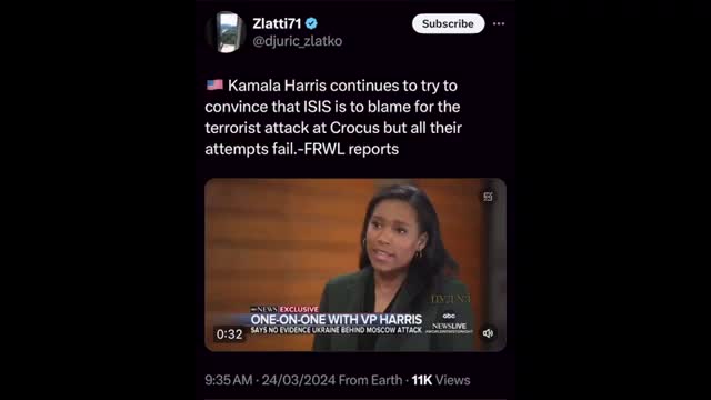 Terrorist photographed at Crocus on March 7. 'Unprovoked' narrative at risk. Elensky video in bunker...