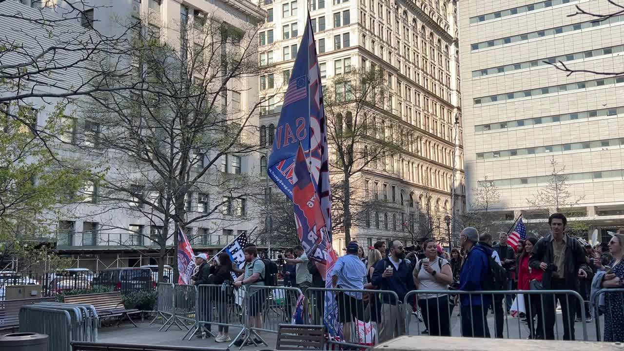 Shared post - TRUMP TRIAL - SUPPORTERS WAVING YUGE FLAGS