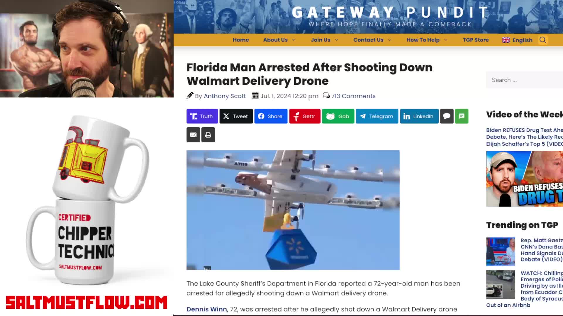 Florida Man Arrested After Shooting Down Walmart Delivery Drone