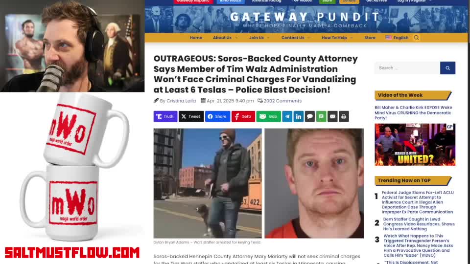 Tim Walz Employee Not Charged After Vandalizing at Least 6 Teslas